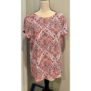 Chico's Reversible Women's Short Sleeve Top Size 1 (8-10/Med) Pink/Paisley